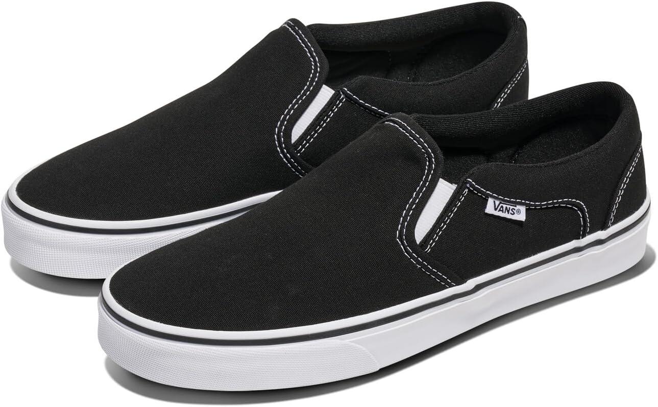 image:imageVans Mens Asher SlipOn ShoeCanvas BlackWhite