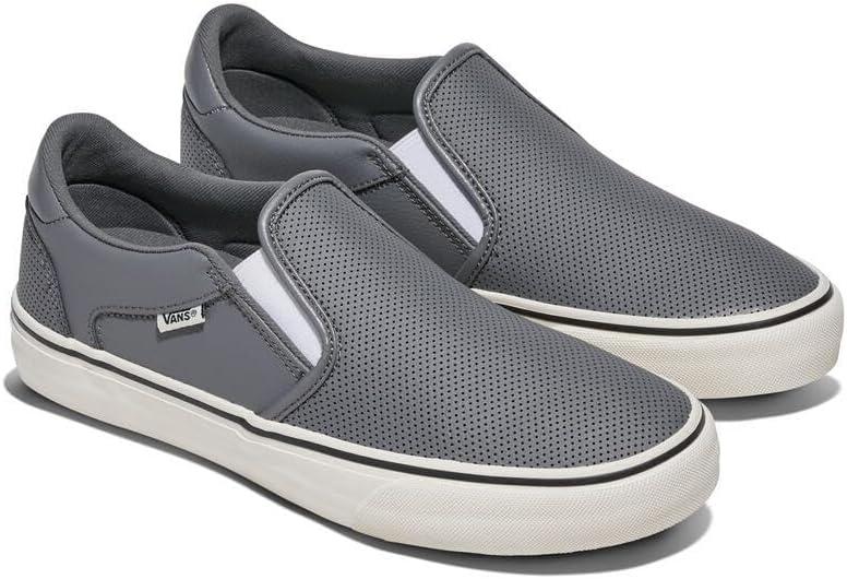 image:imageVans Mens Asher Deluxe Slipon Shoe Comfortable Sneakers for Fashion Walking amp Everyday WearPerf Leather Pewter