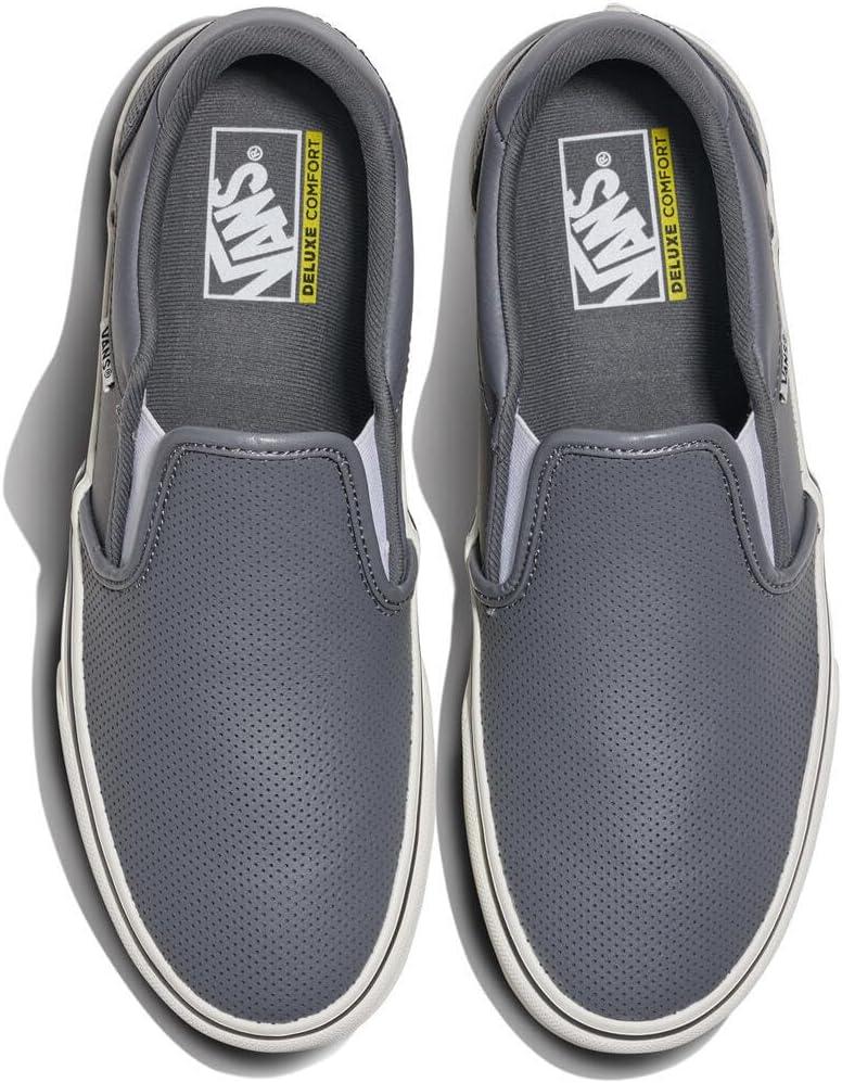 image:imageVans Mens Asher Deluxe Slipon Shoe Comfortable Sneakers for Fashion Walking amp Everyday WearPerf Leather Pewter