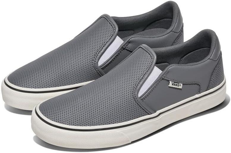 image:imageVans Mens Asher Deluxe Slipon Shoe Comfortable Sneakers for Fashion Walking amp Everyday WearPerf Leather Pewter