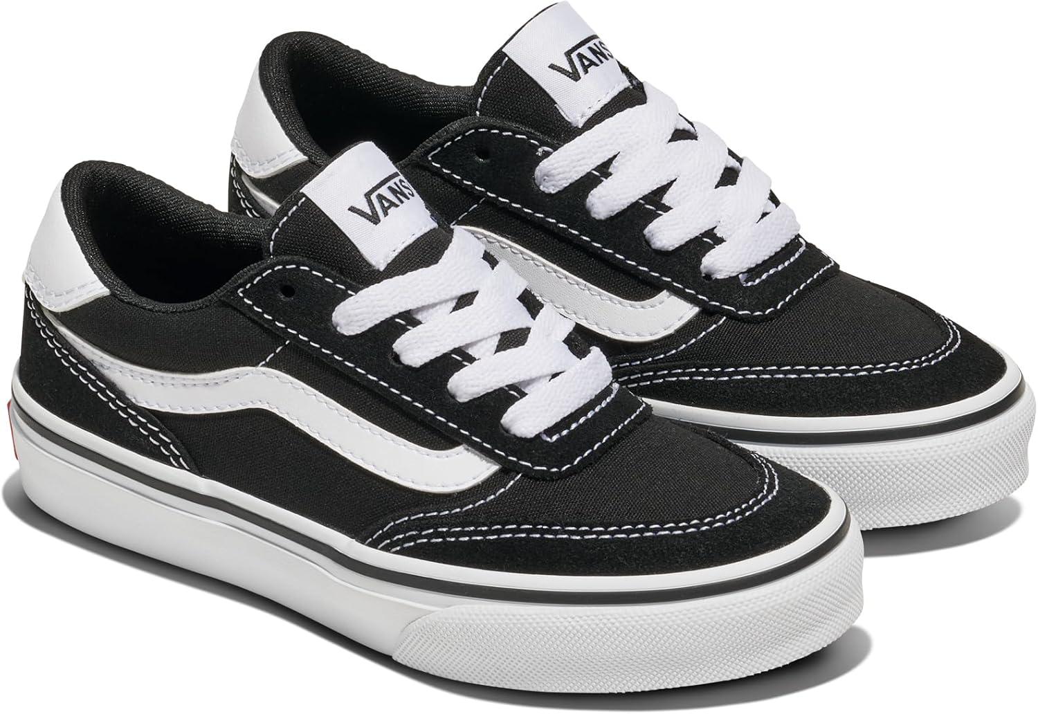 image:imageVans UnisexChild Brooklyn Ls Low Top ShoeSuedeCanvas BlackWhite