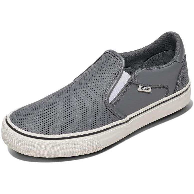 image:imageVans Mens Asher Deluxe Slipon Shoe Comfortable Sneakers for Fashion Walking amp Everyday WearPerf Leather Pewter