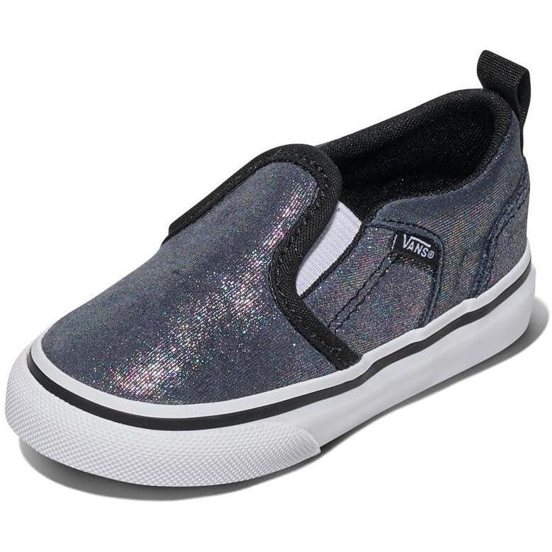 image:imageVans UnisexChild Asher V Slipon ShoeShimmer Black