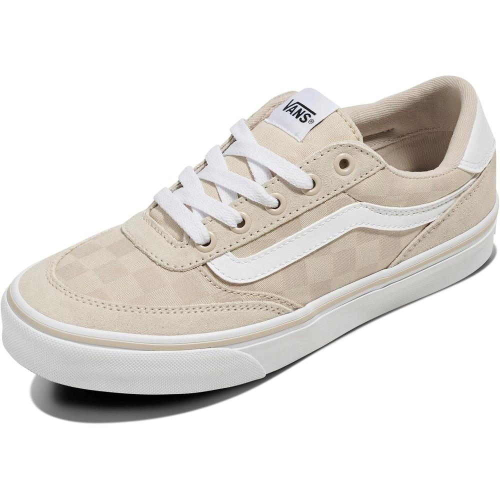 image:imageVans Womens Brooklyn Ls Shoe  Lowtop Sneakers for Everyday Wear Walking Work amp FashionCheck Textile Oatmeal