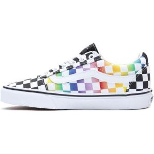Vans Kids’ Ward Sneaker(Rainbow Check Black White)