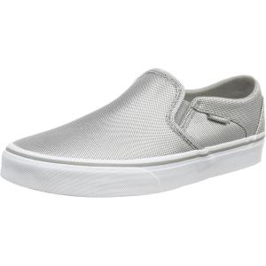Vans Women’s Asher Adult Low Top Sneakers(Silver Textile Silver White)