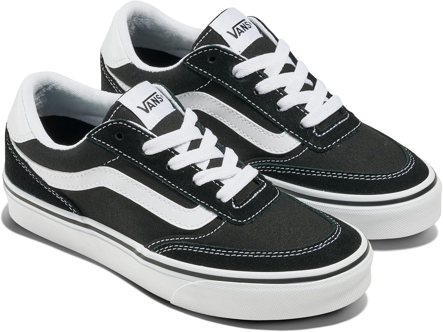 image:imageVans Big Kids Brooklyn LS Shoe Casual LowTop Sneakers for Boys amp Girls SuedeCanvas BlackWhite 35