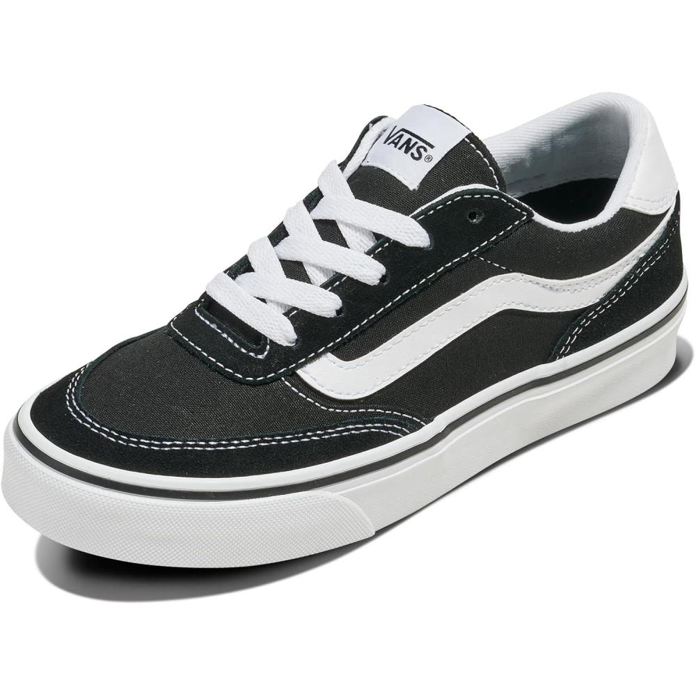 image:imageVans Big Kids Brooklyn LS Shoe Casual LowTop Sneakers for Boys amp Girls SuedeCanvas BlackWhite 35