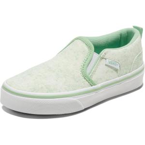 Vans Kids’ Asher Slip-on Shoe(Grunge Wash Cacti Green)