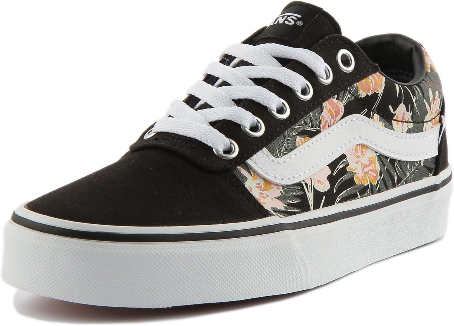 image:imageVans Womens Classic Slip On Platform SneakersPalm Floral Black White