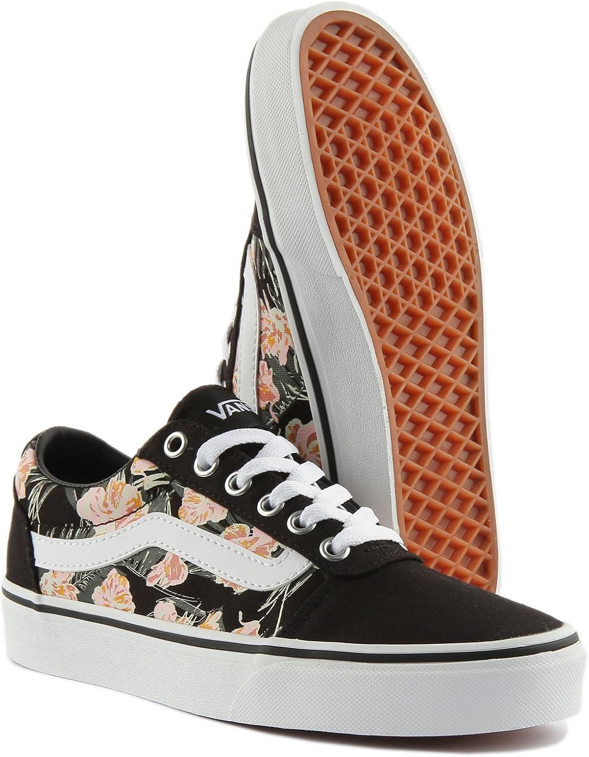 image:imageVans Womens Classic Slip On Platform SneakersPalm Floral Black White