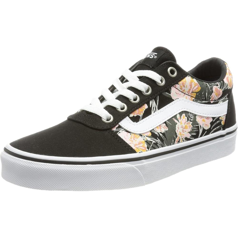 image:imageVans Womens Classic Slip On Platform SneakersPalm Floral Black White
